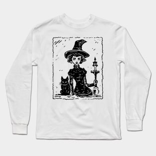 Vintage Witch and Cat Long Sleeve T-Shirt
